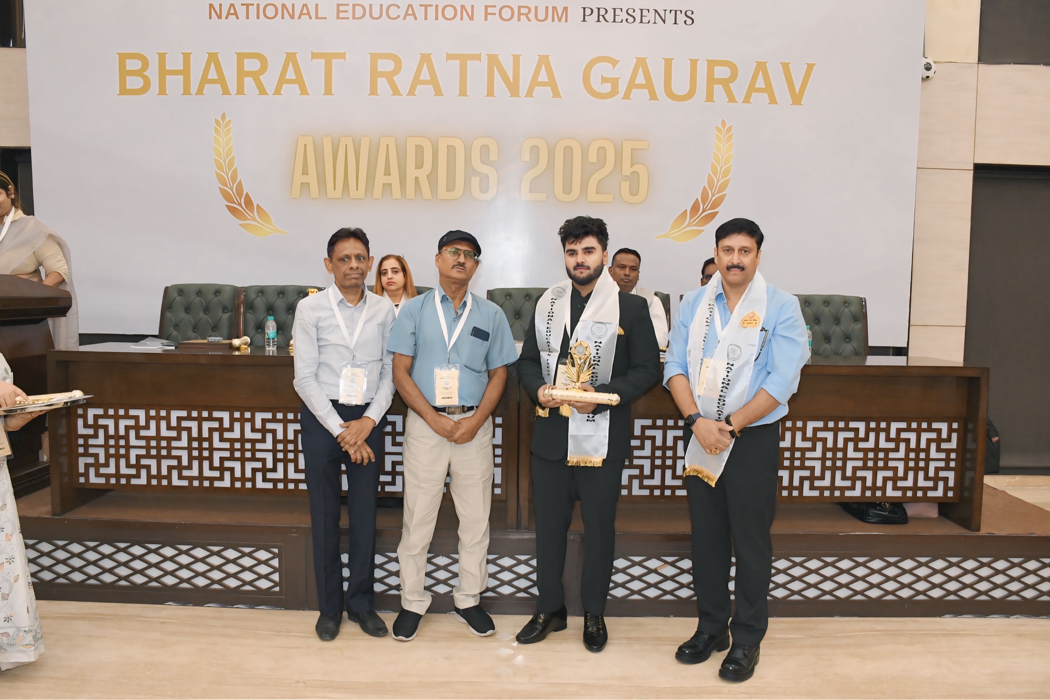 Rahul receiving Bharat Ratna Gaurav Award